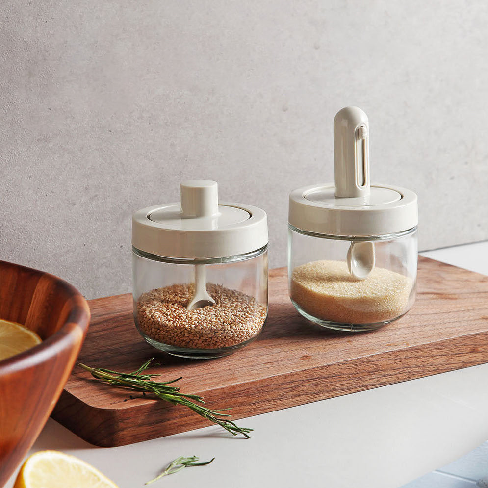 Glass Spice Jar with Spoon (2 Styles)
