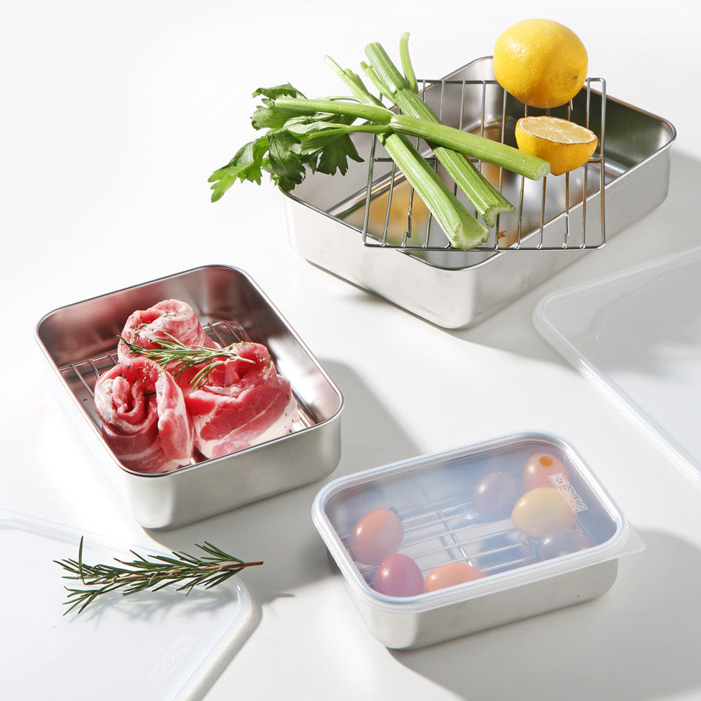 Stainless Steel Airtight Container and Rack Set
