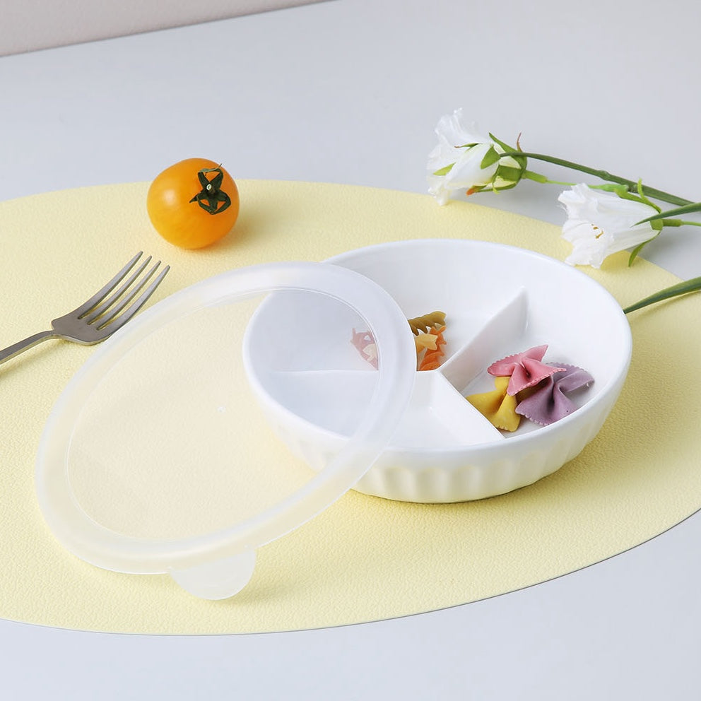Ceramic Divided Side Dish Container with Lid (New Style!)