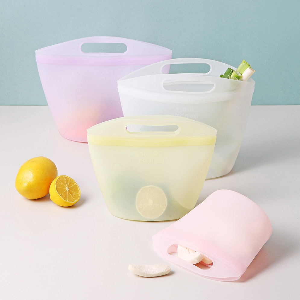 Silicone Zipper Bag with Handle (3p Set)