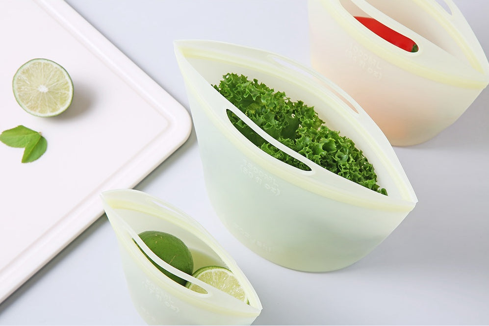 Silicone Zipper Bag with Handle (3p Set)