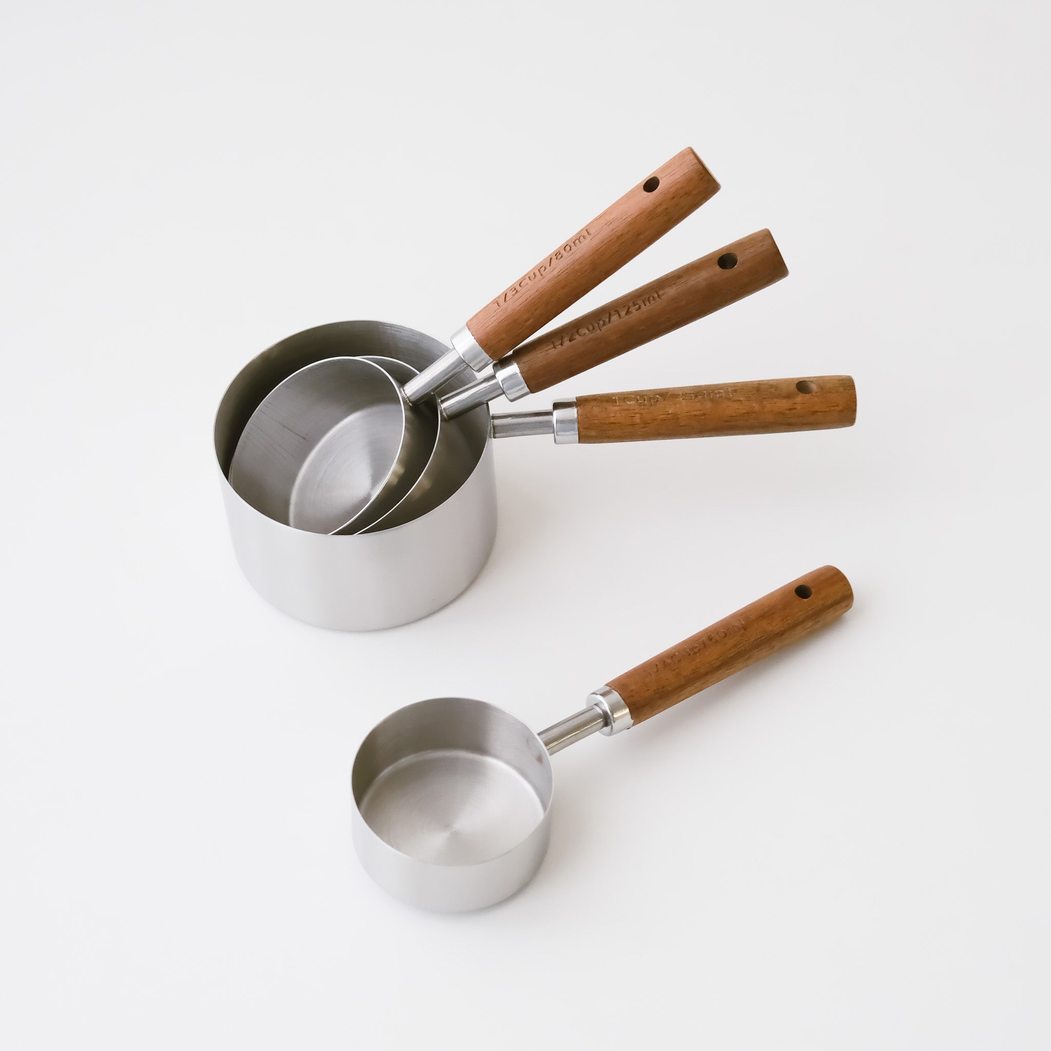 Silver Stainless Steel Measuring Cups & Spoons