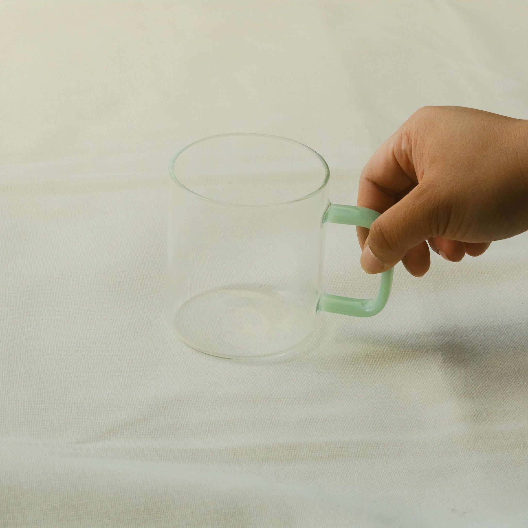 Mint Handle Glass Cup