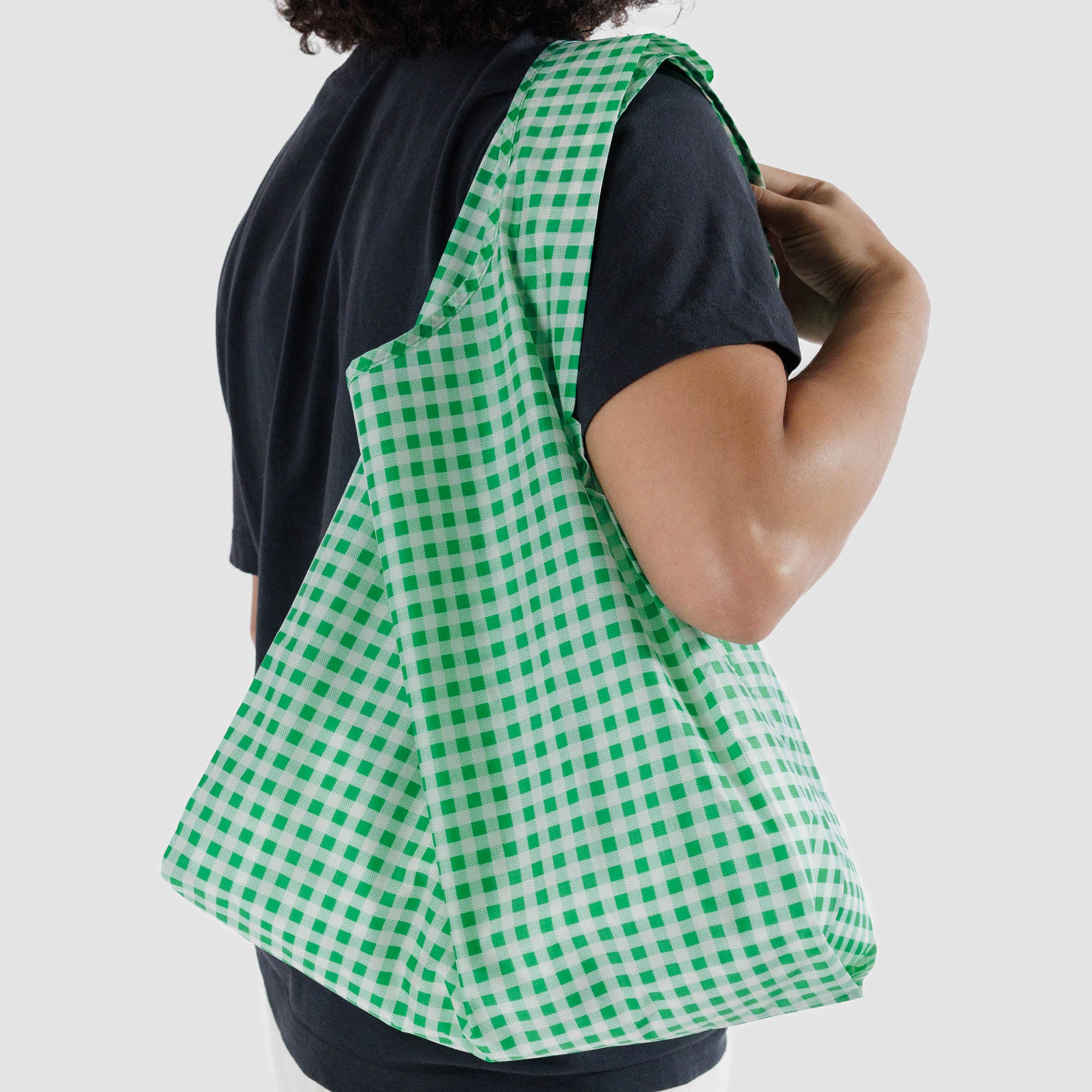 Standard Baggu Reusable Bag in Pear Navy Check