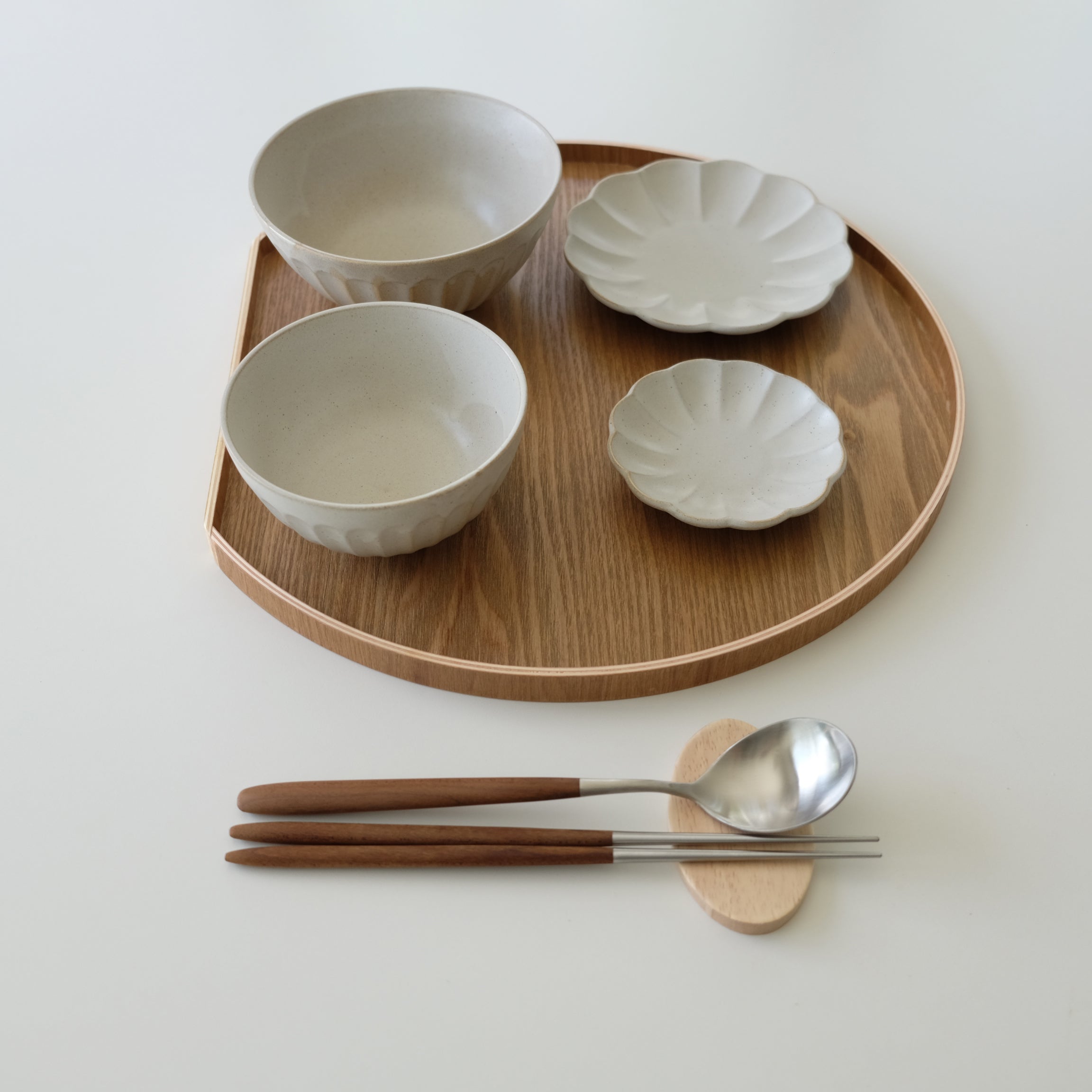 Half Moon Wood Tray - Light Brown