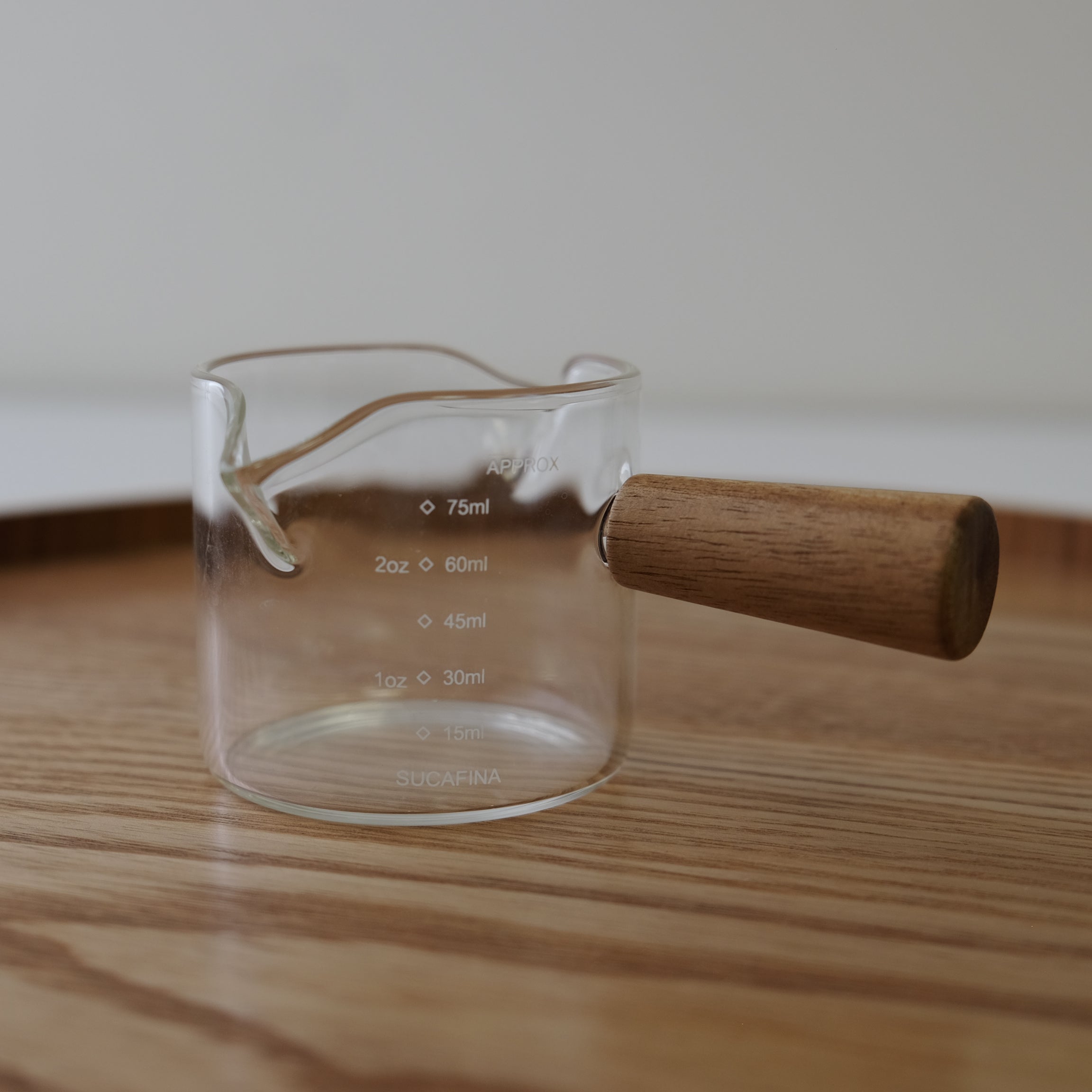 Wood Handle Glass Measuring Cup