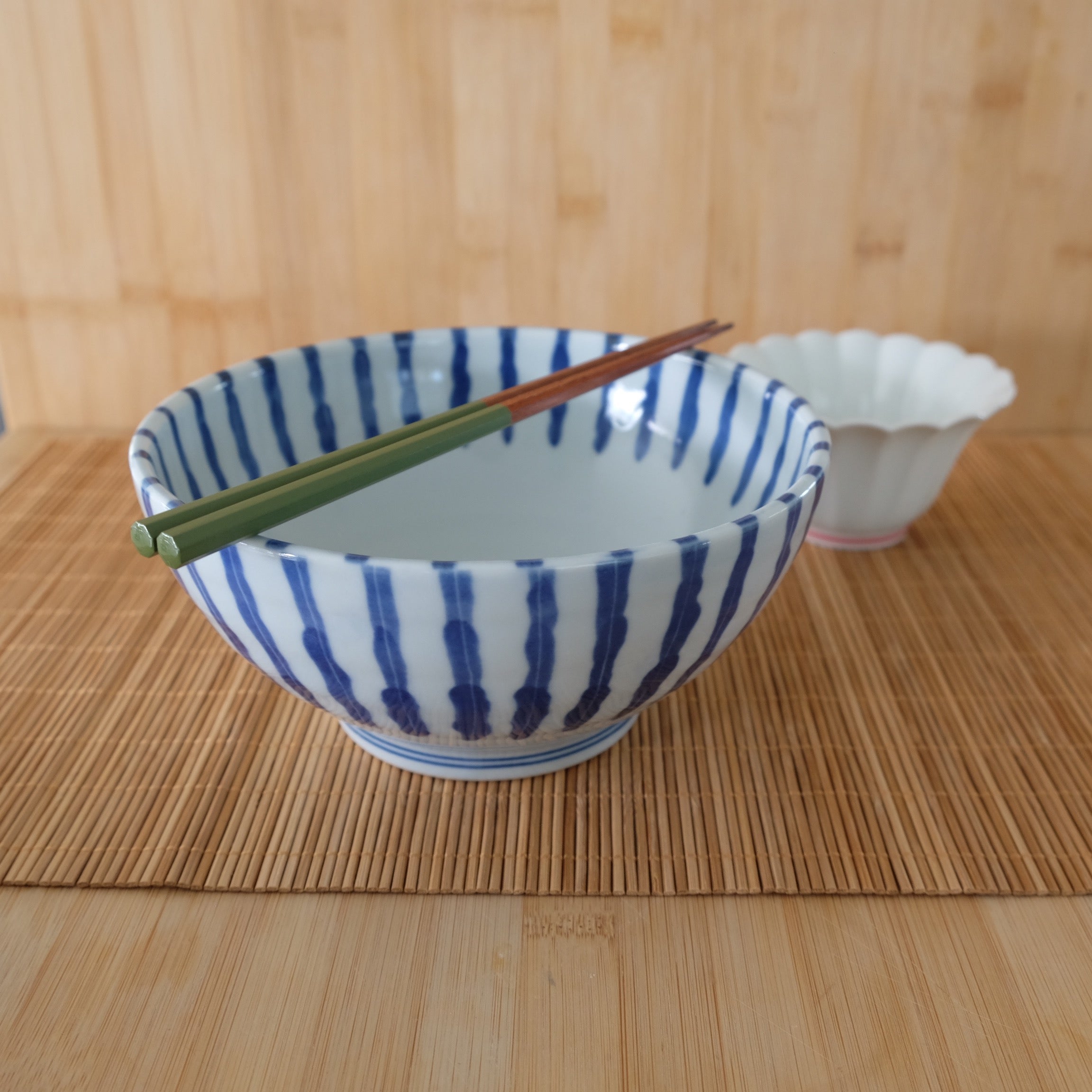 Blue Abstract Striped Noodle Bowl