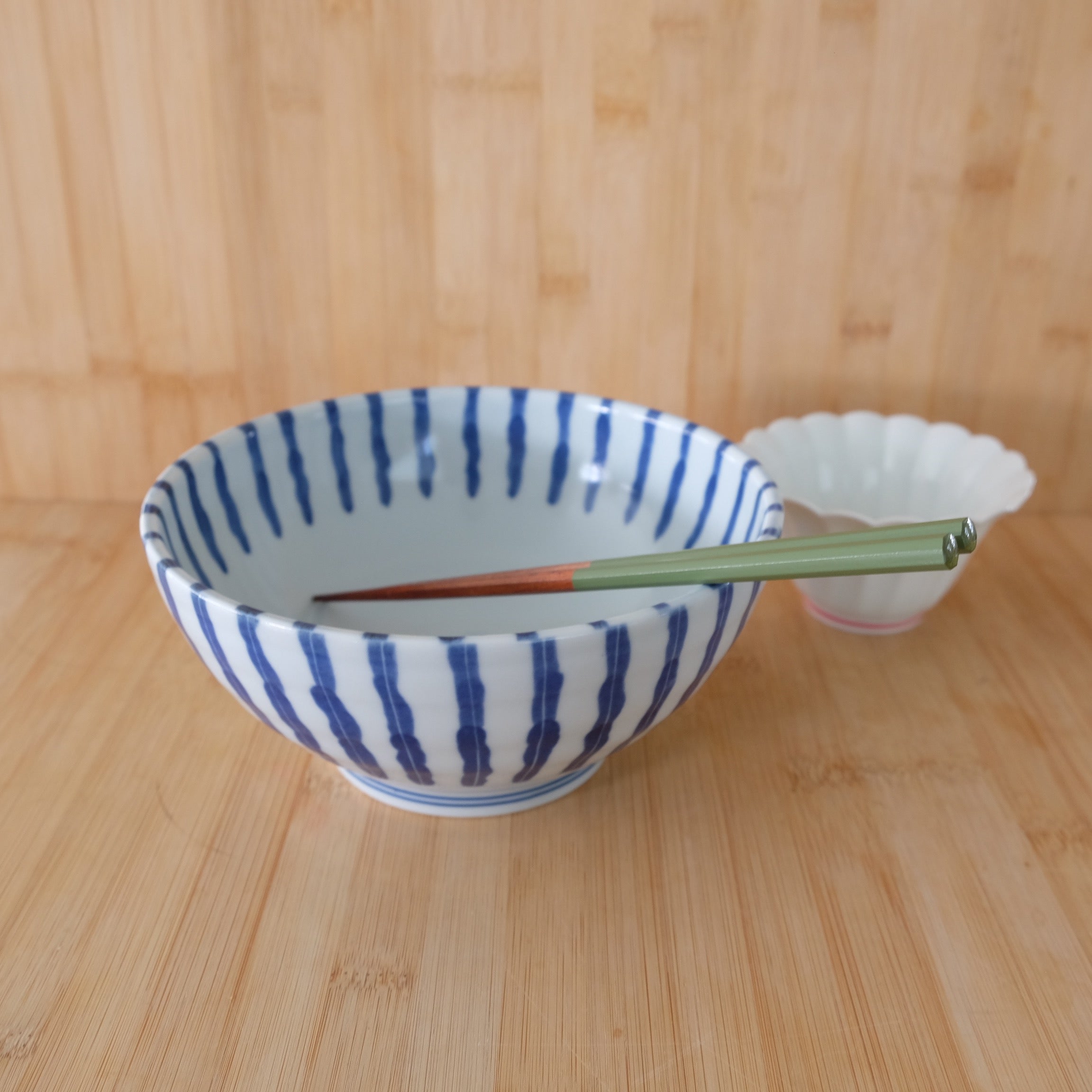 Blue Abstract Striped Noodle Bowl