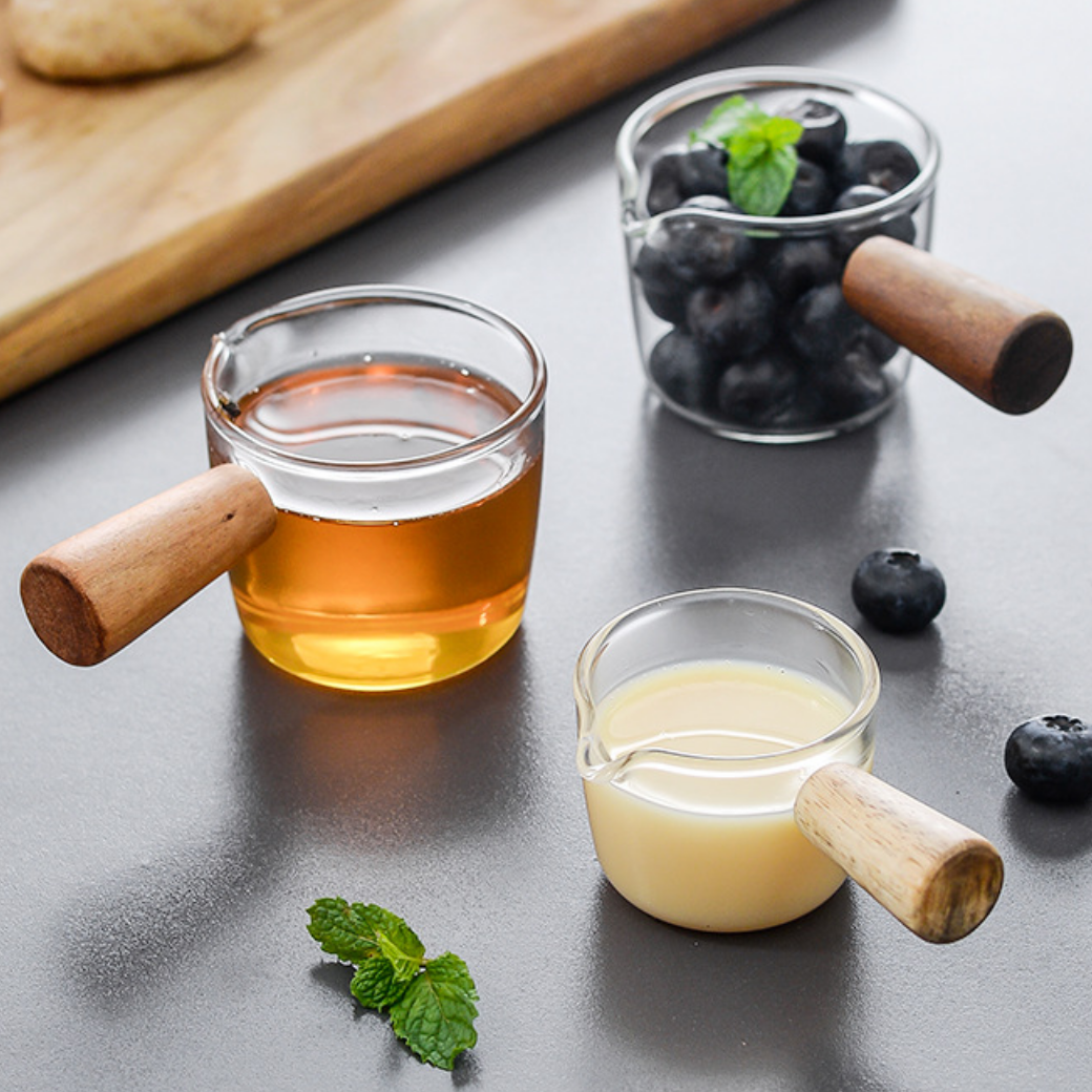 Glass Tea Cup with Wooden Handle