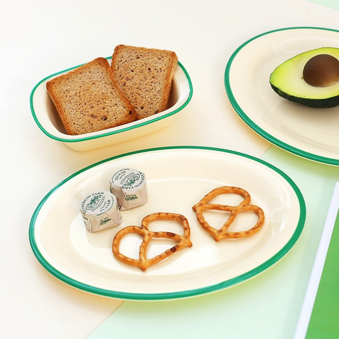 Awaken Melamine Avocado Rim - Oval Plate