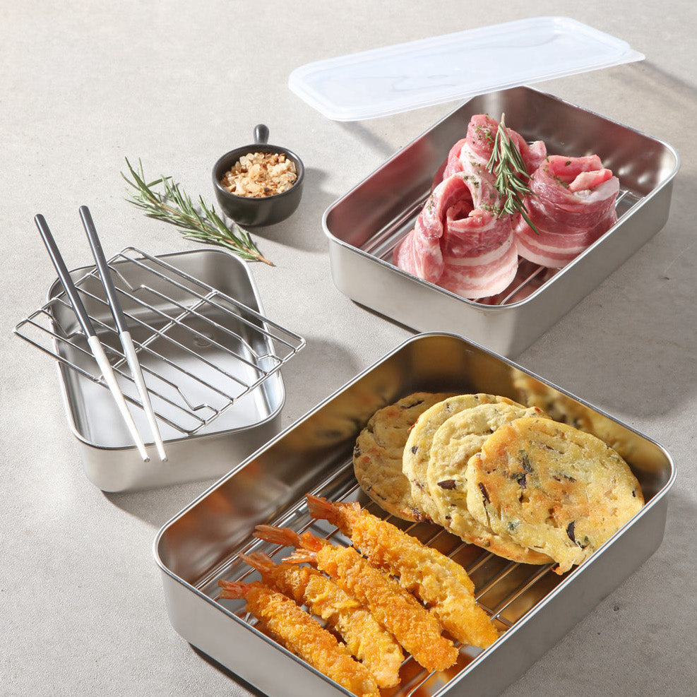 Stainless Steel Airtight Container and Rack Set