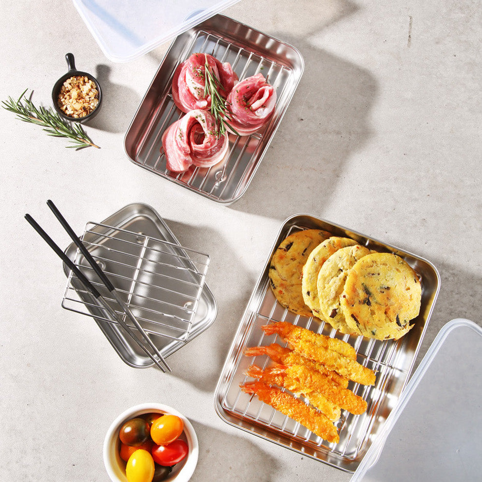 Stainless Steel Airtight Container and Rack Set