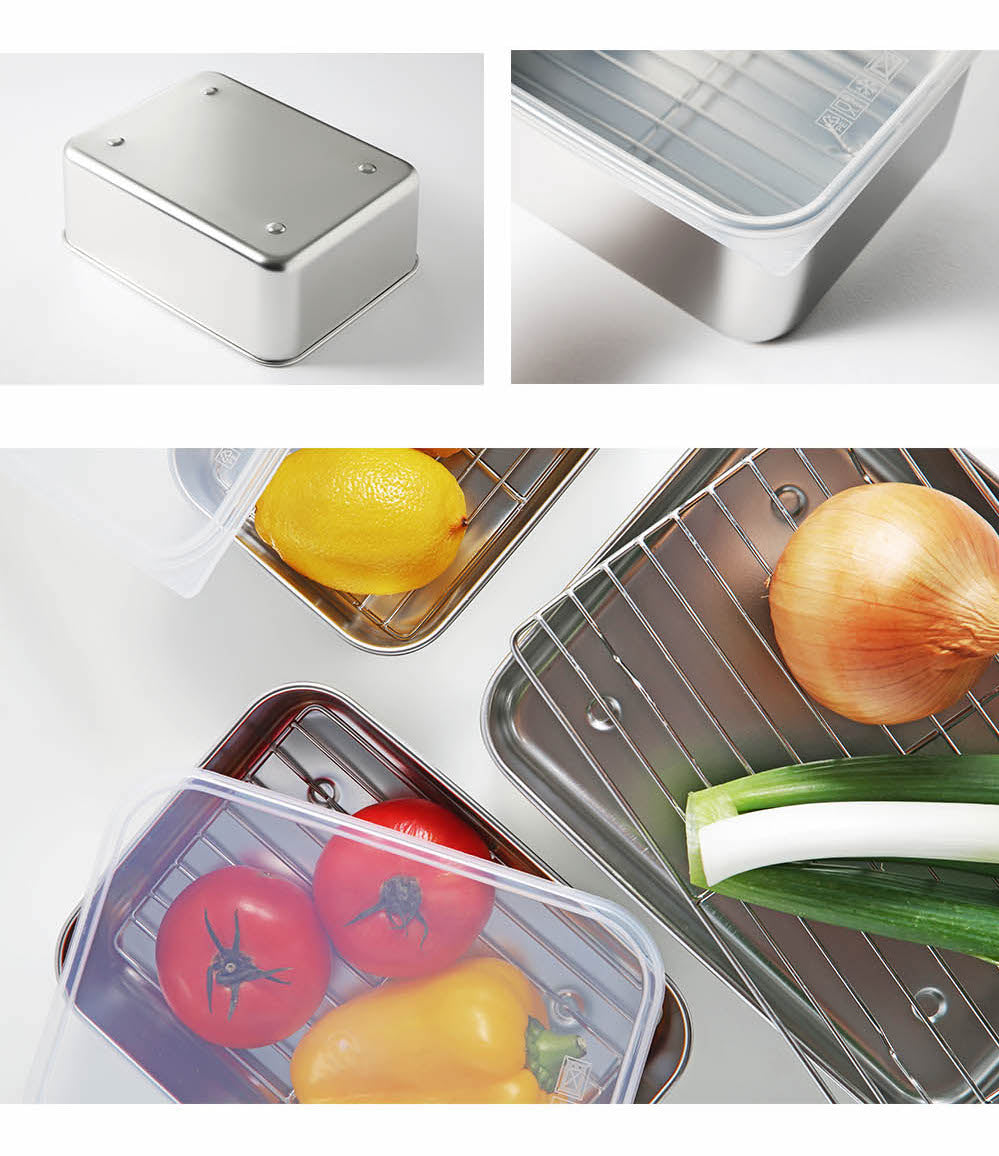 Stainless Steel Deep Airtight Container and Rack Set