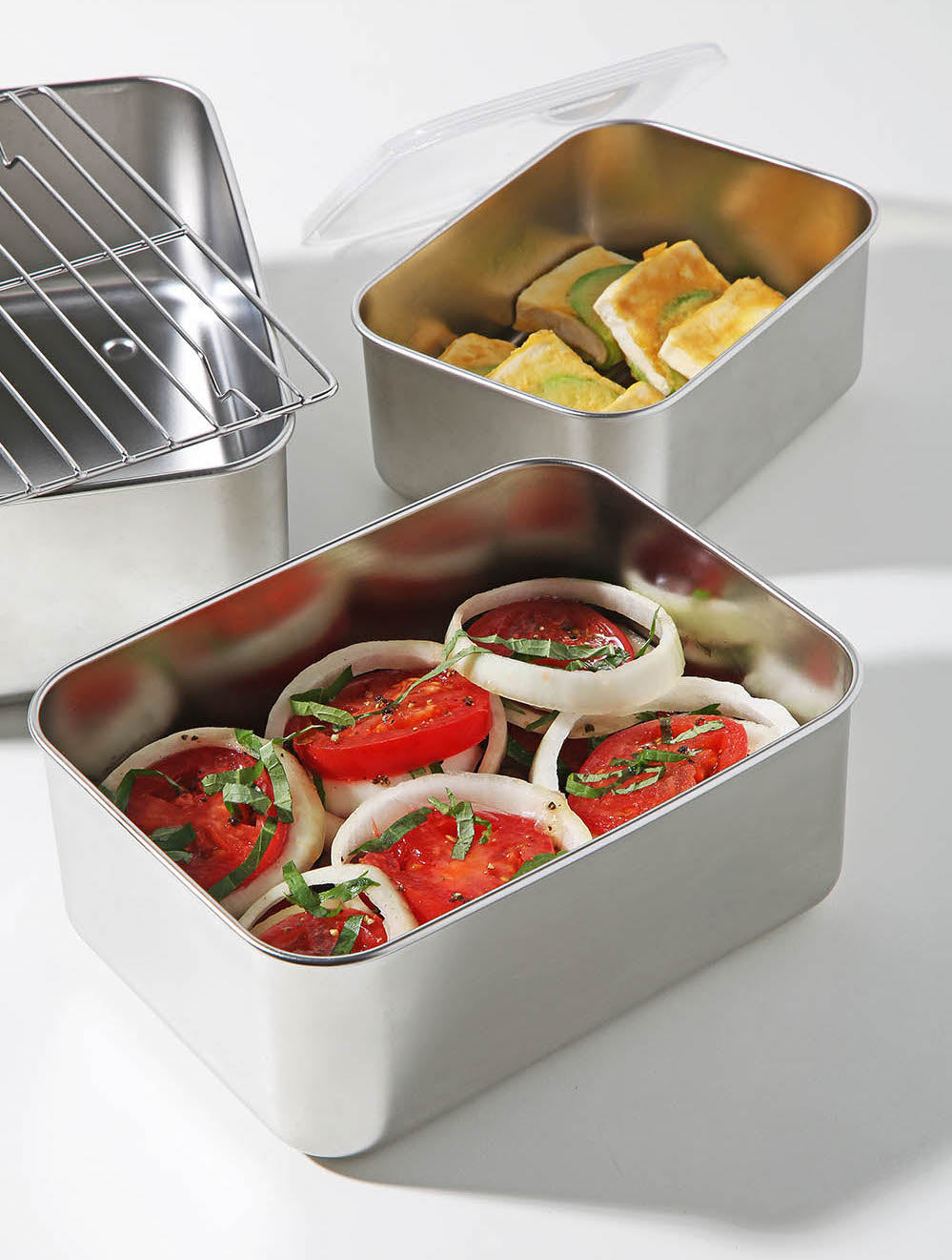 Stainless Steel Deep Airtight Container and Rack Set