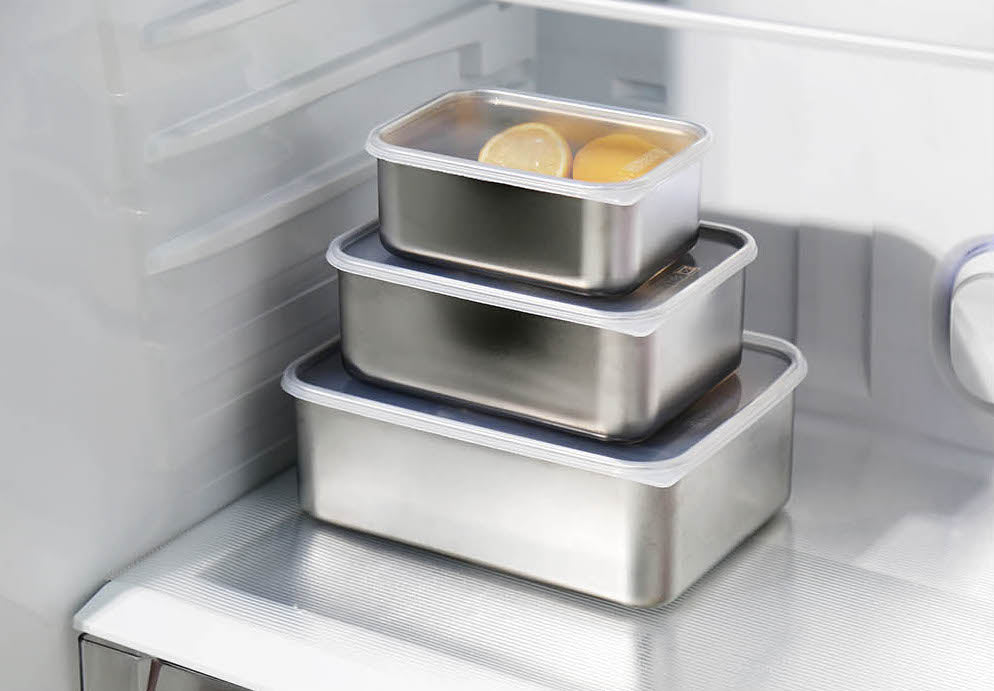 Stainless Steel Deep Airtight Container and Rack Set