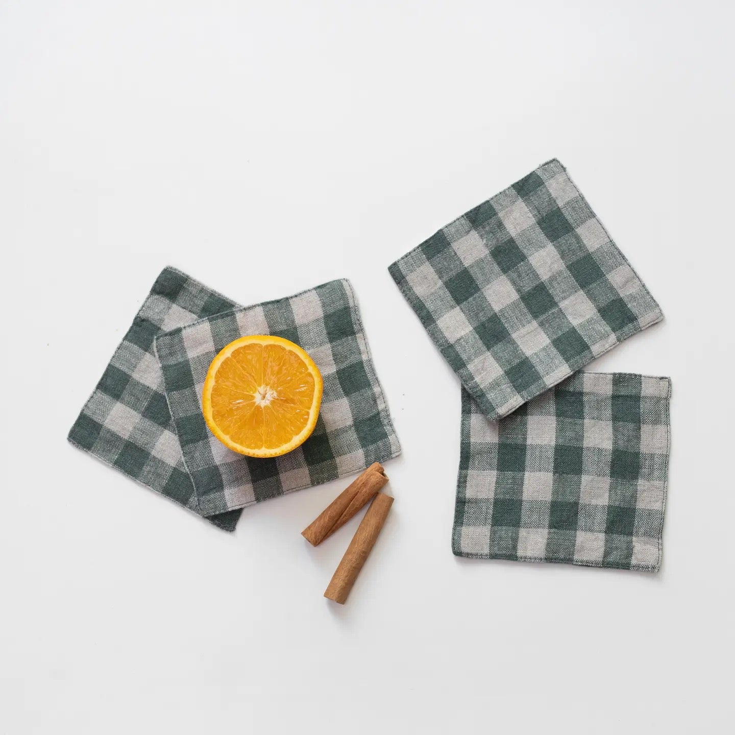 Gingham Linen Coasters (Set of 4)
