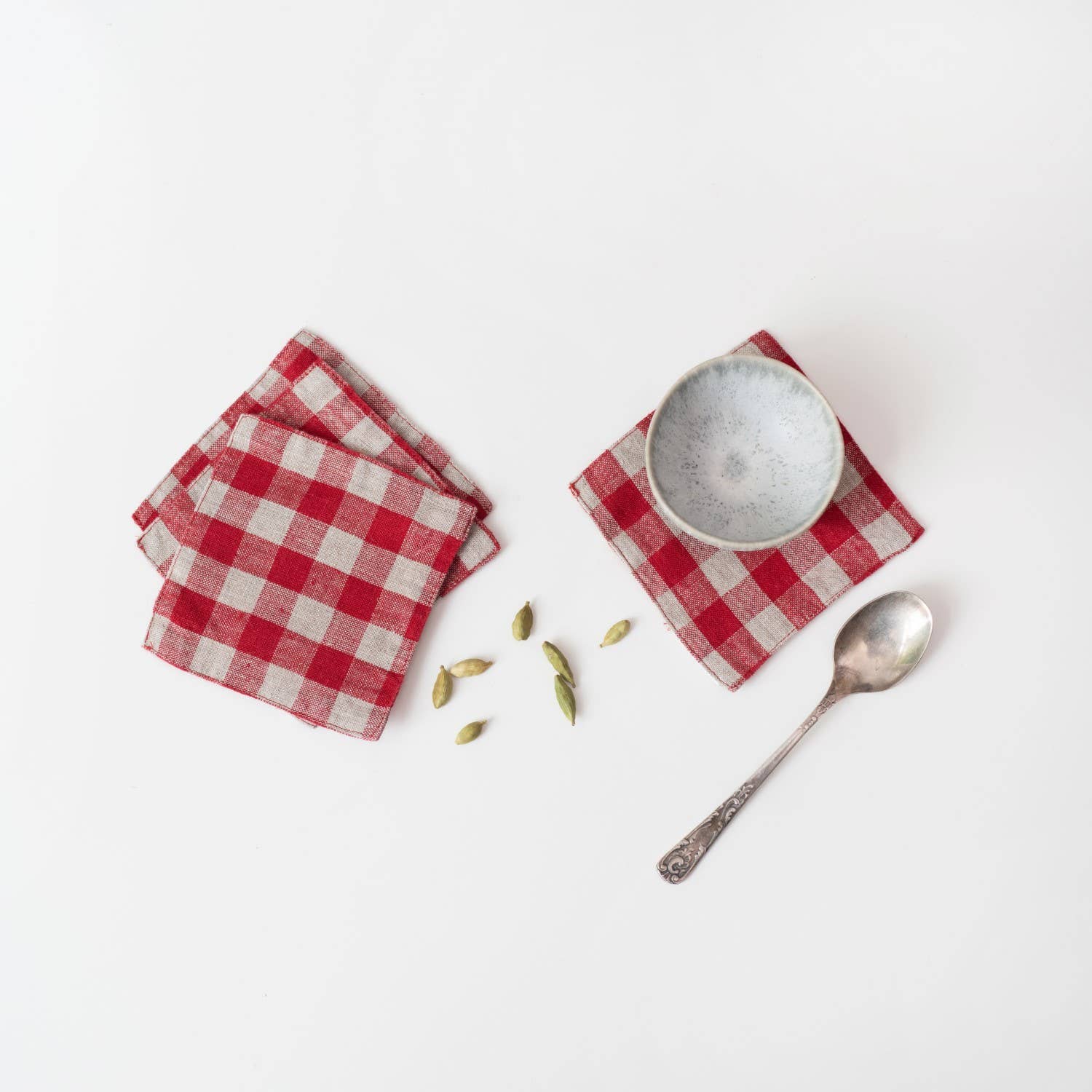 Gingham Linen Coasters (Set of 4)