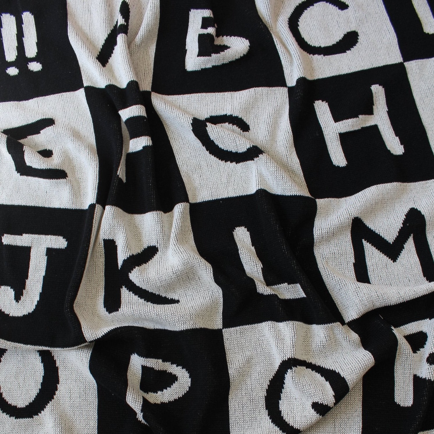 Alphabet Checkered Knit Blanket