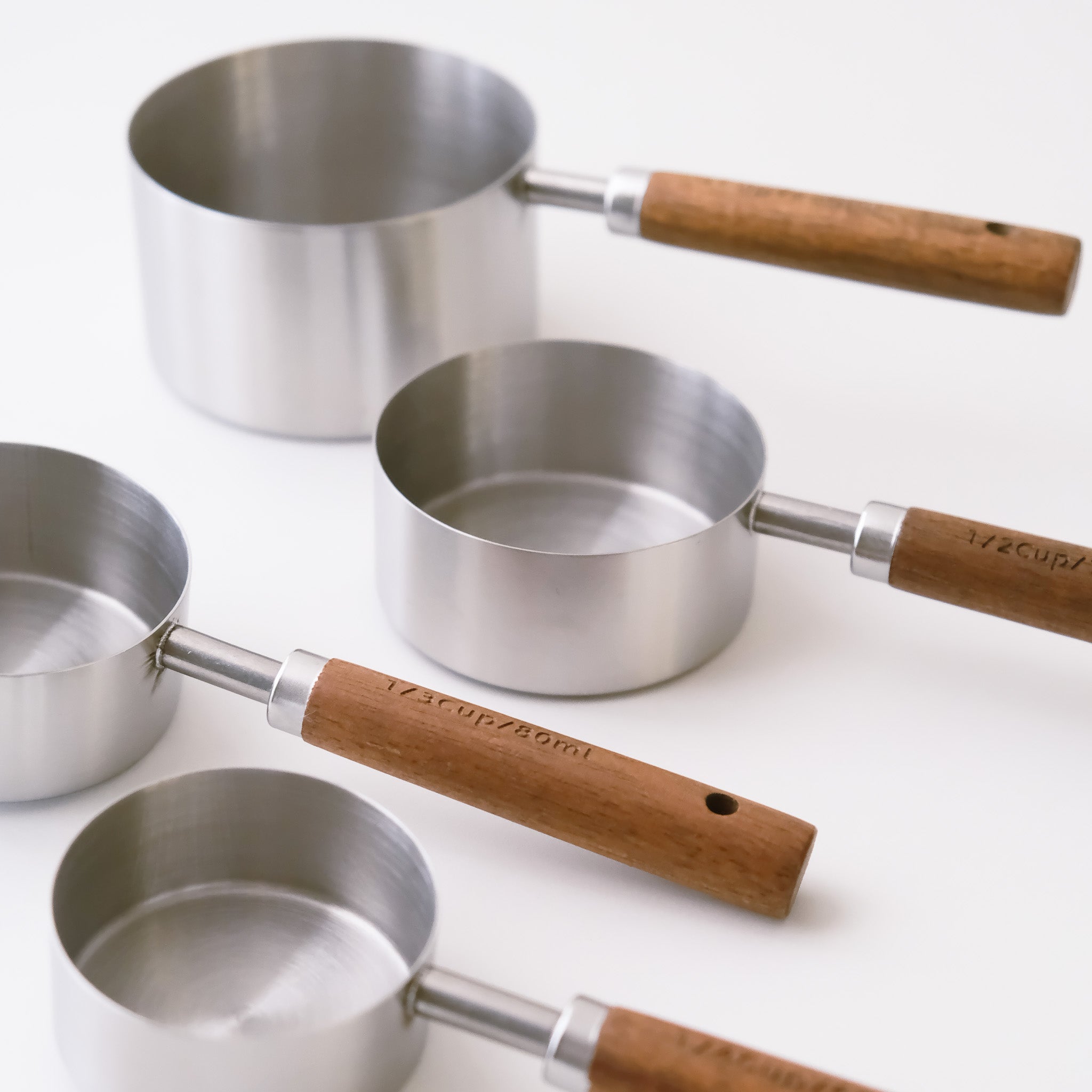 Silver Stainless Steel Measuring Cups & Spoons