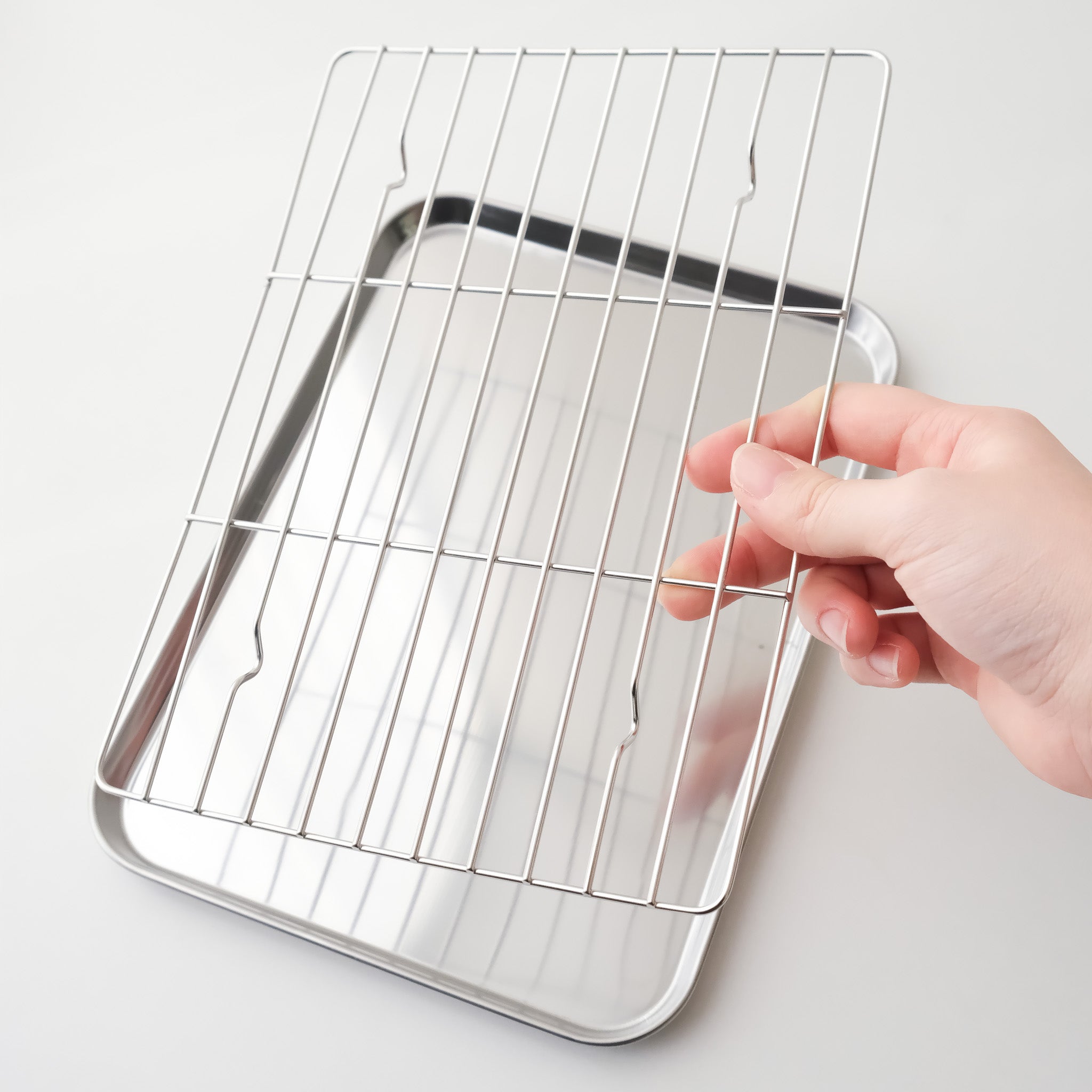 Stainless Steel Flat Tray and Rack Set