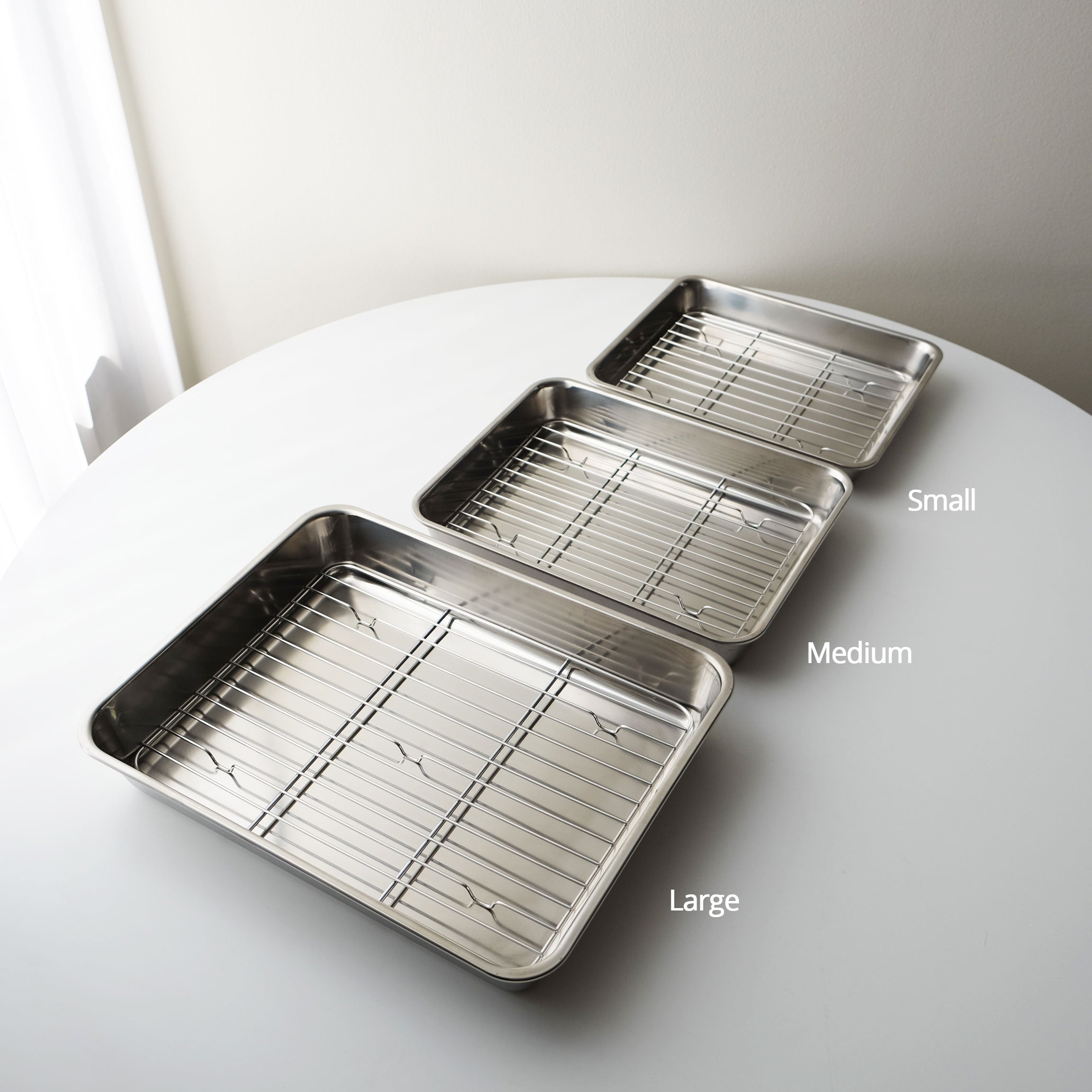 Stainless steel Cooking Tray and Rack Set (3 size)
