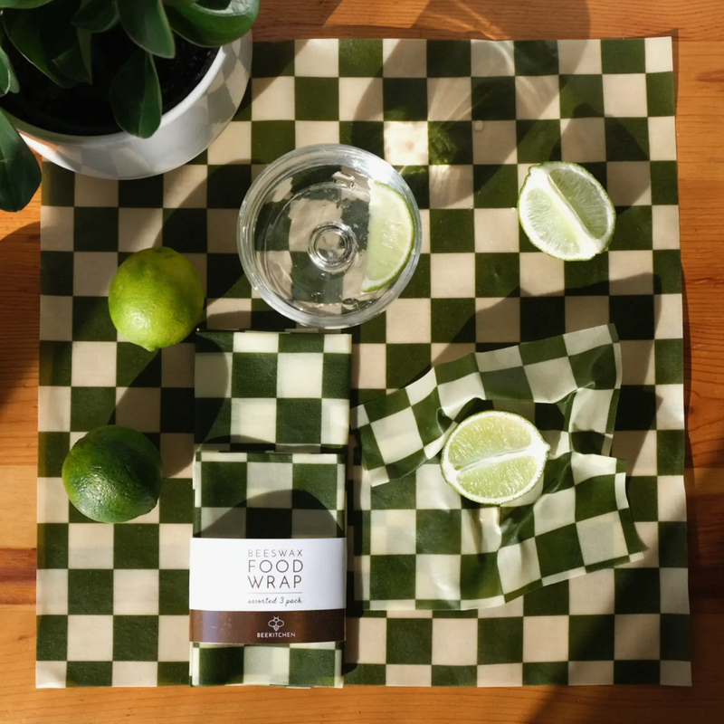 Beeswax Food Wrap Green Checkers